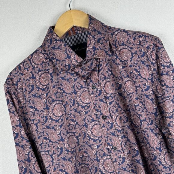 Robert Graham Button Down Shirt Paisley Print Pink Purple Size XL Stretch Tailor - Picture 1 of 7